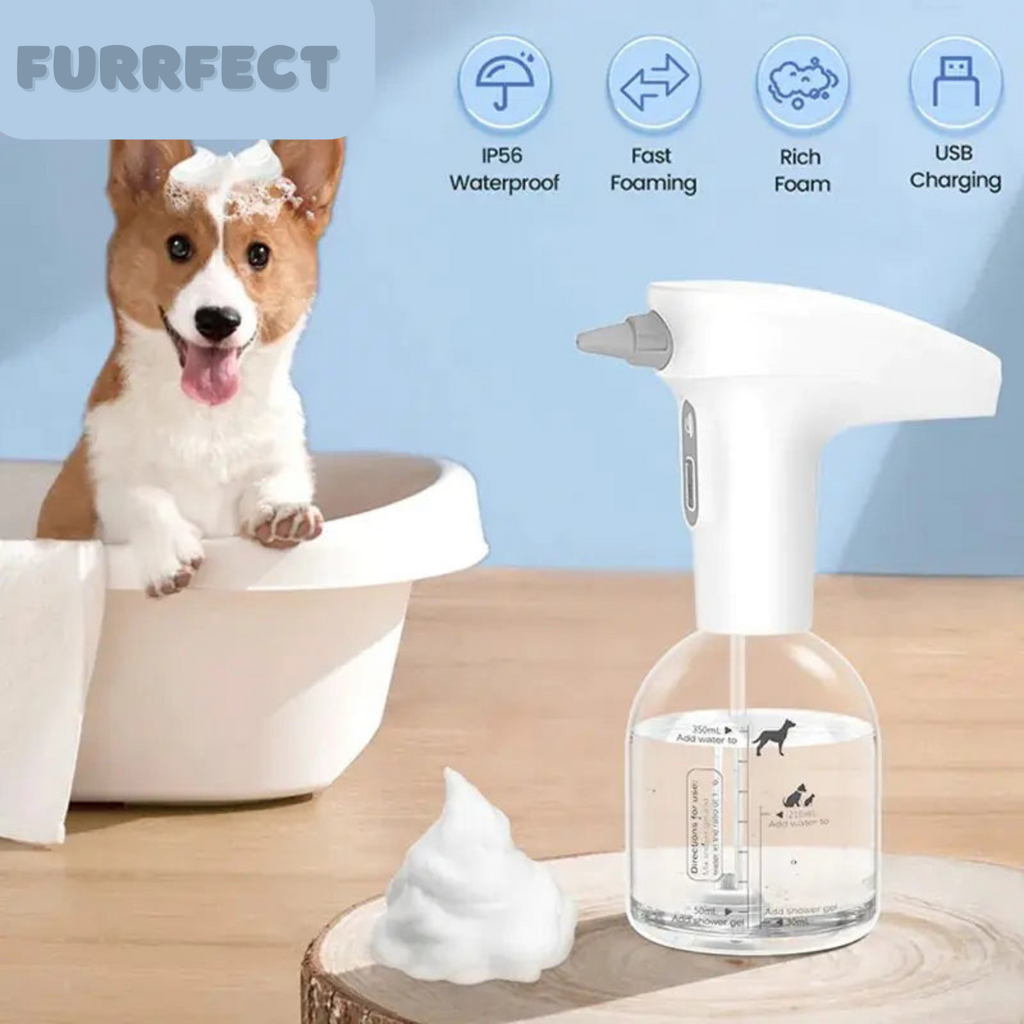 Electric Pet Bathing Foam Dispenser